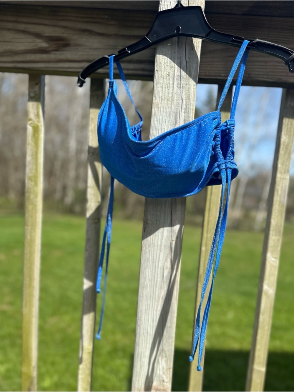 No Boundaries Shimmery Royal Blue Bikini Top